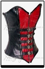 Annzley品牌束腰corset黑红拉链束身衣A367064哥特式
