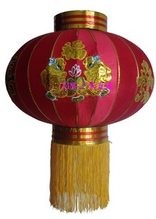  中国红大红灯笼 闪光丝双鱼  电脑刺绣恭喜发财 宫灯 质量第一