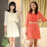 2012春装新款 甜美淑女装木耳边公主裙 雪纺连衣裙 送腰带88241