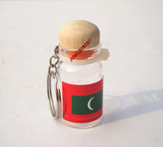    马尔代夫纪念品木盖空沙瓶许愿瓶幸运星瓶玻璃瓶 国旗