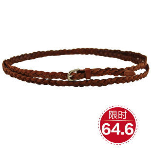  绕两圈细腰带女士细皮带韩版百搭真牛皮甜美打结镂空简约腰链6501