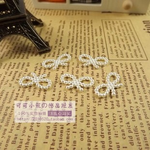  DIY手工配件 迷你单面小珍珠蝴蝶结装饰品手机贴片发饰配件 D66