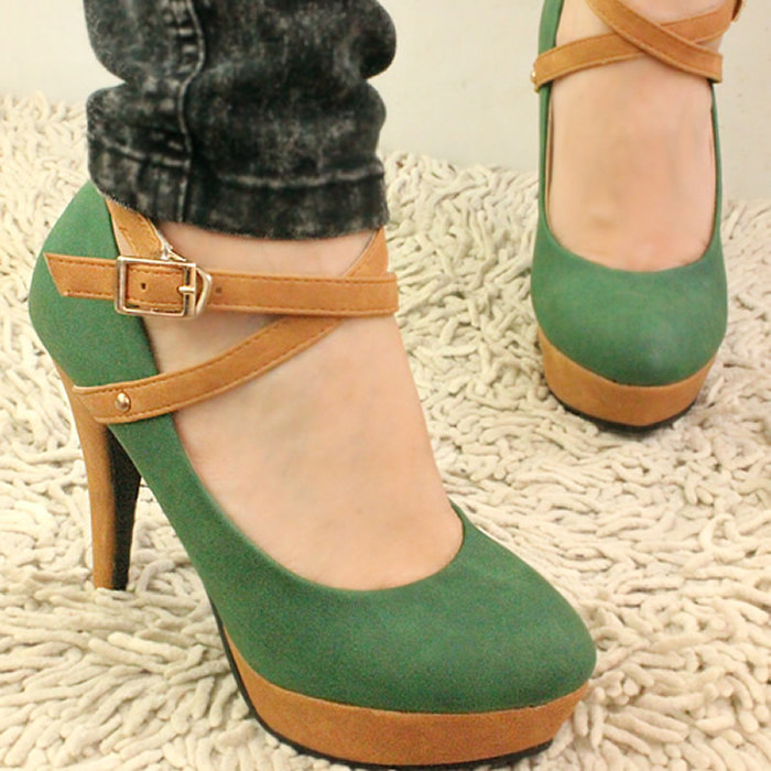 【<em>Tina</em>推荐】<em>女鞋</em>时尚单鞋高跟鞋韩国拼色细跟