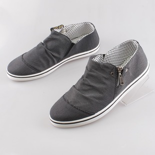  清仓包邮男生中帮帆布鞋　男式英伦布鞋拉链潮鞋　懒人帆布鞋