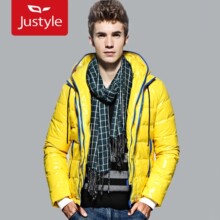 【Justyle】秋冬季保暖撞色连帽假两件男士羽绒服 男款外套