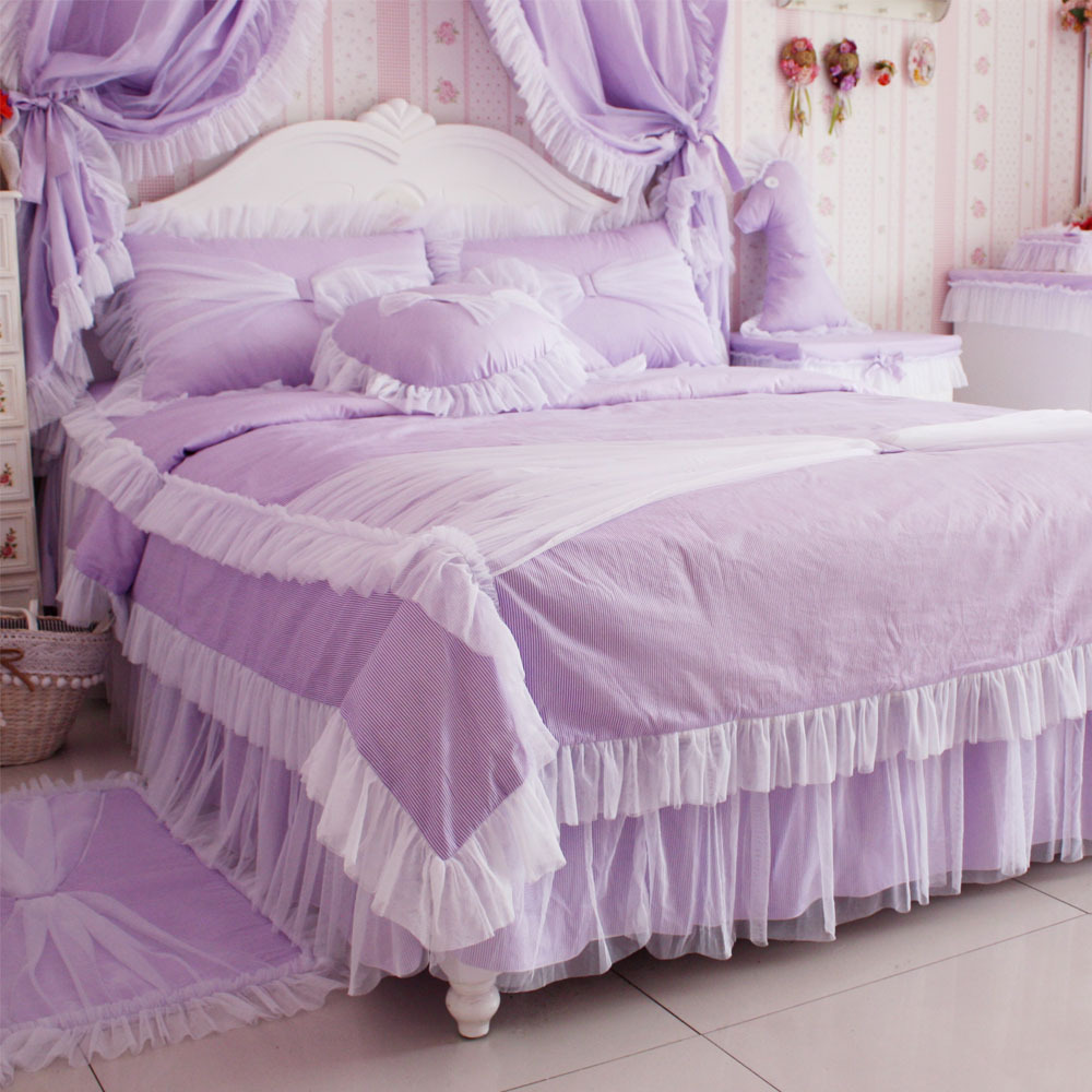 紫色公主梦床品套件 床上用品四件套...