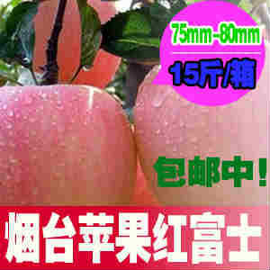  包邮 山东特产 正宗烟台苹果 正宗烟台栖霞苹果 15斤起拍 特价