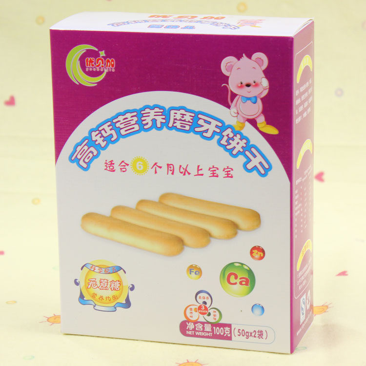 『优贝加』正品 高钙营养磨牙饼干100g 6个月以上婴儿营养辅食