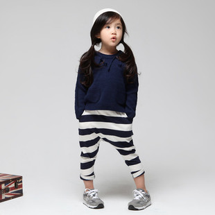  韩国春款儿童女童休闲哈伦裤长裤九分裤灯笼裤子/3034现货