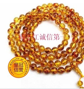  特价 天然琥珀手链108颗佛珠8mm花珀项链手串念珠流行饰