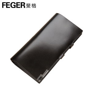  FEGER斐格 欧美钱夹长款牛皮钱包 正品皮夹竖款皮夹子男士钱包