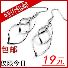 【包邮】925纯银耳环耳坠 女 双扣耳环 韩版不过敏不褪色圣诞礼物