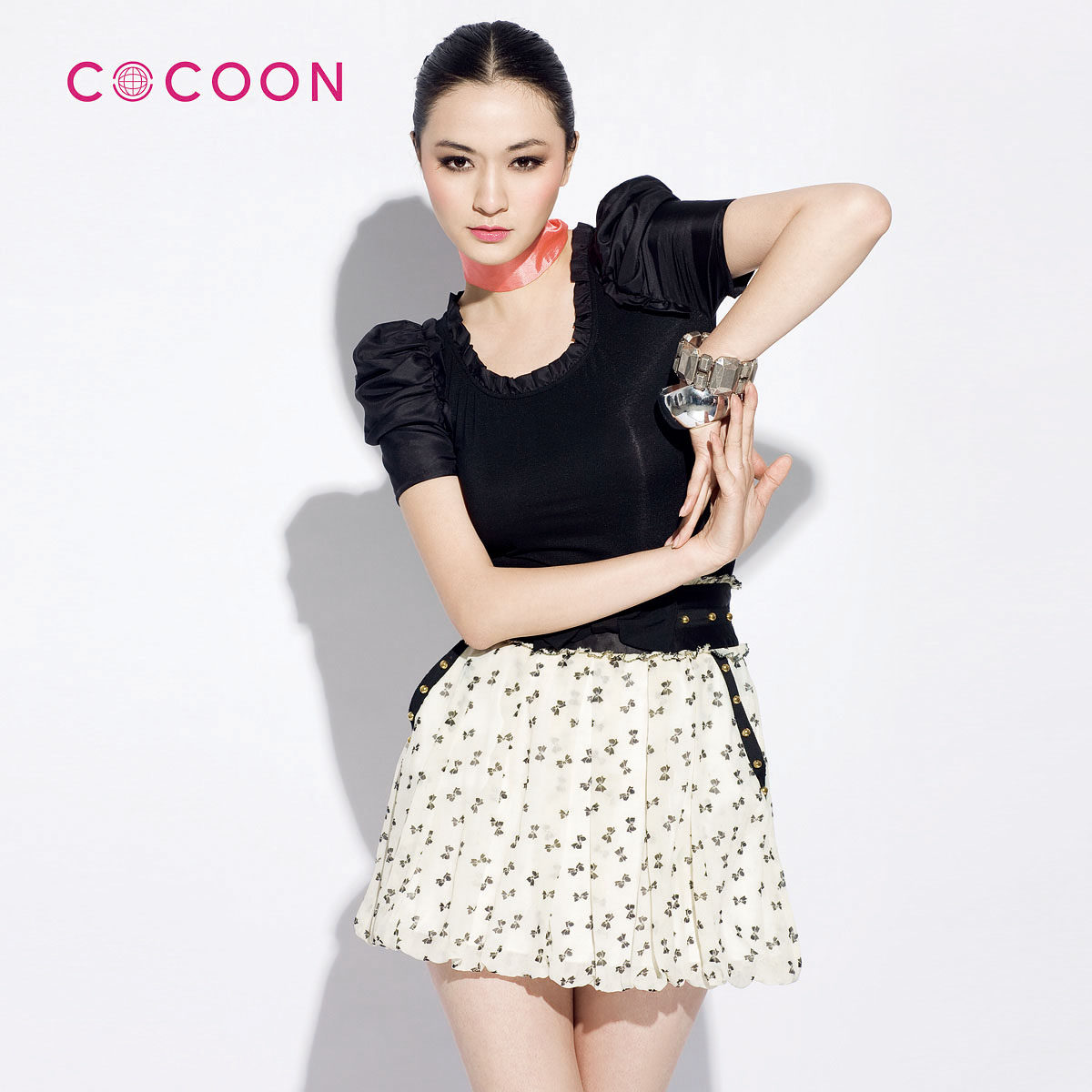 COCOON可可尼2012新品蝴蝶结图案半身裙202209009原价848元