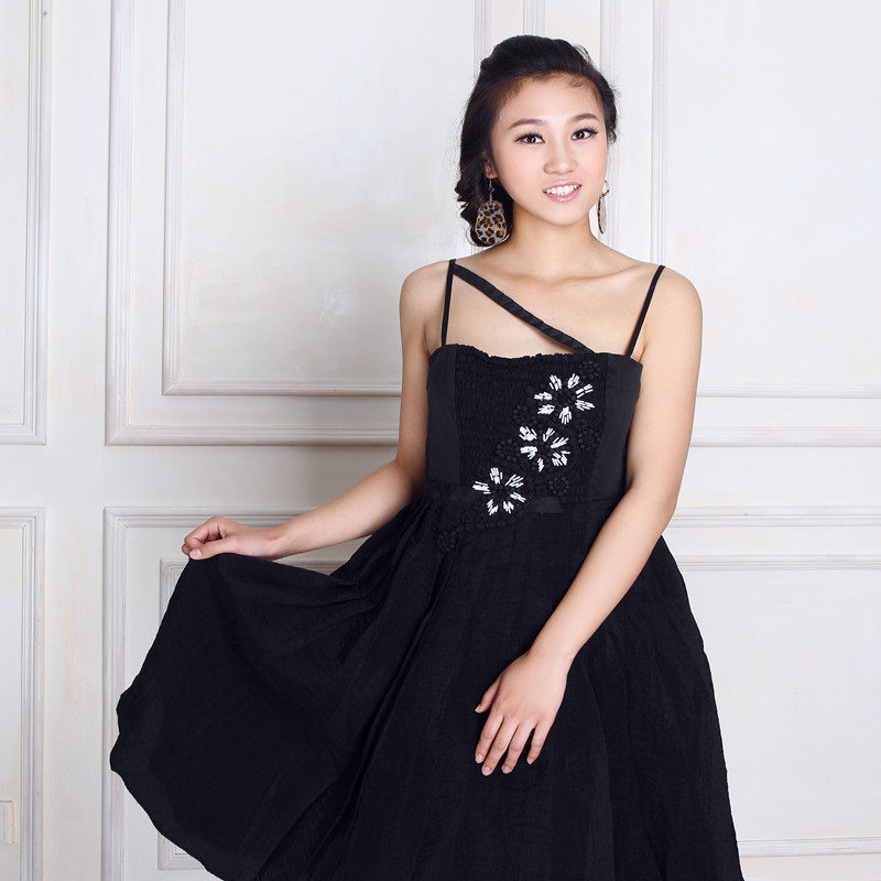 shara 杰西卡<span class=H>jessica</span>专柜正品 胸前勾画优雅气质吊带连衣裙