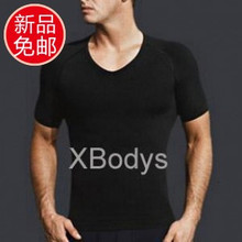 包邮/男士塑身衣/短袖/V領内衣/男士瘦身衣/塑型衣/修身衣