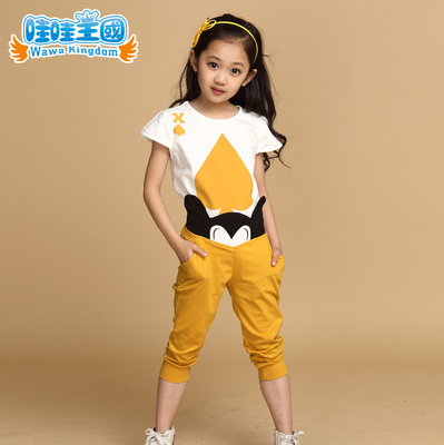 童装男女童2014夏装新款韩版中大儿童宝宝衣服服装运动套装亲子装