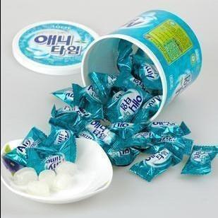  韩国进口糖果零食 乐天薄荷糖三层夹心糖桶装 清凉舒爽吃不胖