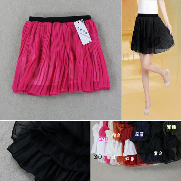Spring and summer pleated chiffon short skirt skirts tutu lantern skirt candy color Bohemia 1209