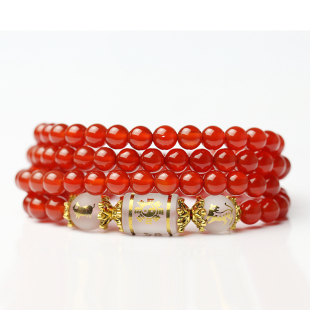  开光红玛瑙六度六合寅亥持戒佛手链蛇年属虎属猪旺事业加强版