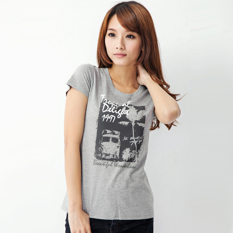 灰色女装短袖圆领t恤...