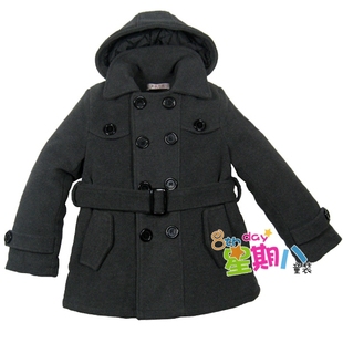  冬装韩版童装  男童大衣 儿童羊毛呢大衣 冬款外套 夹棉加厚