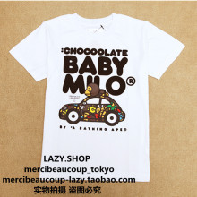 APE chocoolate baby milo 小猴开车 圆领情侣短袖T恤