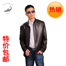 海宁2011新款男式立领时尚休闲绵羊皮皮衣加棉真皮夹克男士皮装