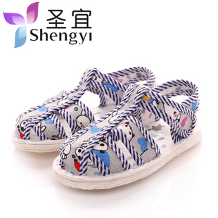  圣宜 儿童布凉鞋 宝宝学步凉鞋软底千层底幼儿手工布鞋男女童鞋子