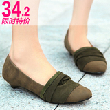 正品2012新款欧美大码女鞋子40-43韩版ol黑色裸色平底鞋坡跟单鞋