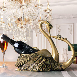  结婚礼物实用摆件家居装饰品客厅酒柜创意摆设情侣摆件天鹅红酒架