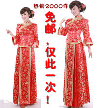 新娘装,旗袍网,淘宝网旗袍-包邮2012百褶裙结婚时尚改良新娘 旗袍 红复古唐装敬酒秀禾礼服婚纱