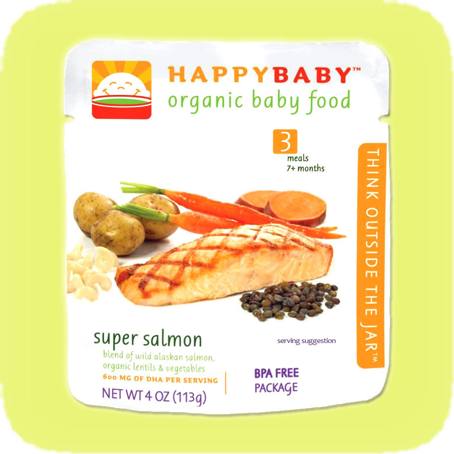 HAPPY BABY 有机肉餐：野生<span class=H>阿拉斯加</span>三文鱼泥 富含DHA (7个月起)
