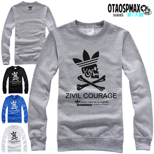  秋冬新款男装阿迪达斯adidas骷髅三叶草男款长袖圆领卫衣男