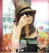 Two 包邮 RAYLI Korean short-brimmed straw hat, bow dome hat England tide spring cap hat