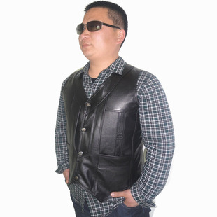  男式皮马甲 春秋 男士绵羊皮真皮马甲 中老年皮背心 海宁马甲马夹
