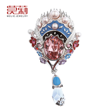 molie莫莉京剧脸谱花旦胸针 水晶胸花 原创中国风饰品 新年礼物女