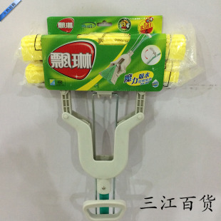 飘琳一代经典魔力吸水可伸缩胶棉，拖把对折挤水地拖免手洗两头