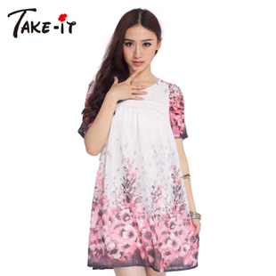 专柜正品 take-it 2012新款 夏装 甜美 印花连衣裙 112587