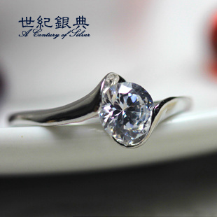 银饰品925纯银扭臂镶A级锆石闪钻简约戒指戒子情侣婚戒新娘女 银饰品925纯银扭臂镶A级锆石闪钻简约戒指戒子情侣婚戒新娘女