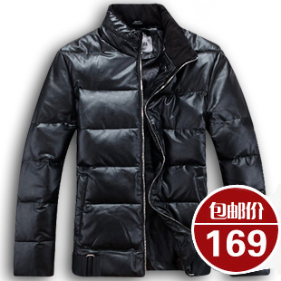  淘金币反季清仓90%白鸭绒pu皮短款男士羽绒服男正品清仓 男装外套