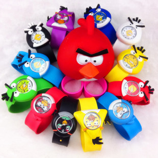  儿童手表 愤怒的小鸟 卡通拍拍表 拍拍圈男孩女孩果冻表 可批发
