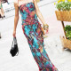 7,263 turmoil in Europe and ximiya Peacock feather suit helmet long boob tube top with long skirt dress