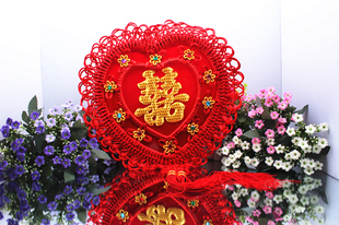  结婚用品挂件心形玫瑰花挂件爱心中国结挂饰 婚房装饰 新房装饰