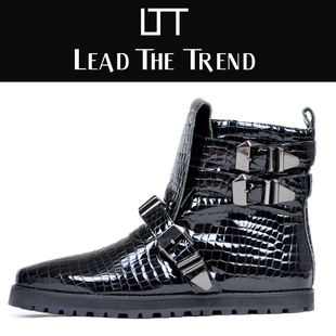  新款韩版英伦男式靴子 时尚靴潮流短靴 真皮靴 男牛仔靴 工装