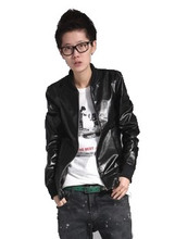 皮衣男装春秋 外套男pu仿皮小<span class=H>鬼</span>刘忻<span class=H>同款</span>韩版修身lest外套