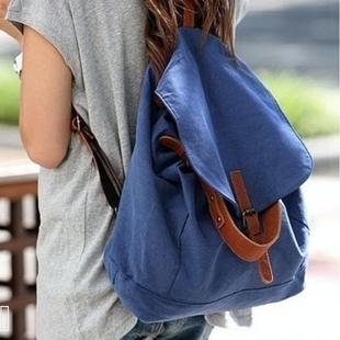  复古韩版春款帆布包双肩背包单肩包女包多用包运动休闲包包