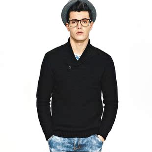  凡客诚品 毛衣 男 纯色翻领欧式复古休闲 羊毛套衫 A1070