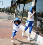 六一团购 亲子装夏装母子母女装全家装2012韩版海豚亲子运动套装
