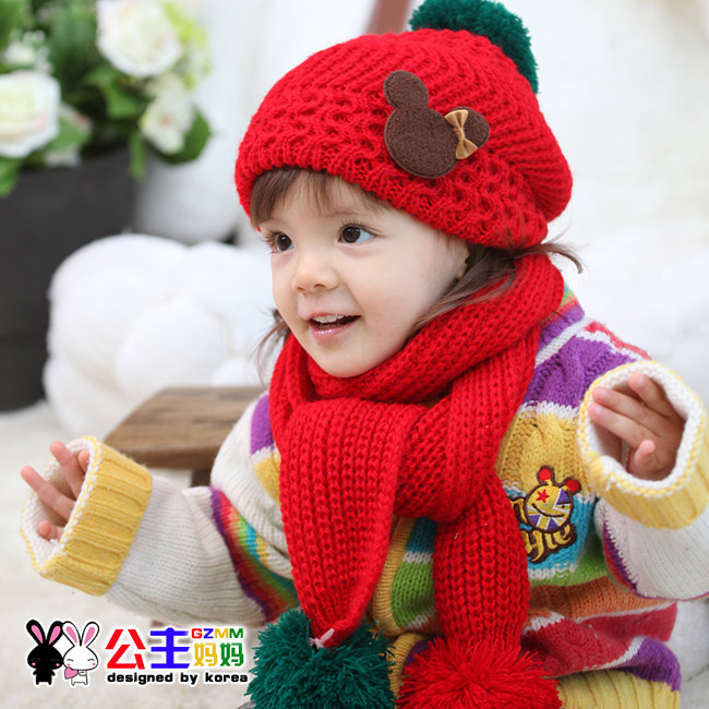 公主妈妈 儿童帽 婴儿帽子 彩色贝雷帽 2件套C2956