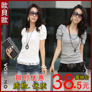 夏装清仓特价女装_2012夏装清仓特价女装 新款女装 T恤 女装 泡泡袖 打底..